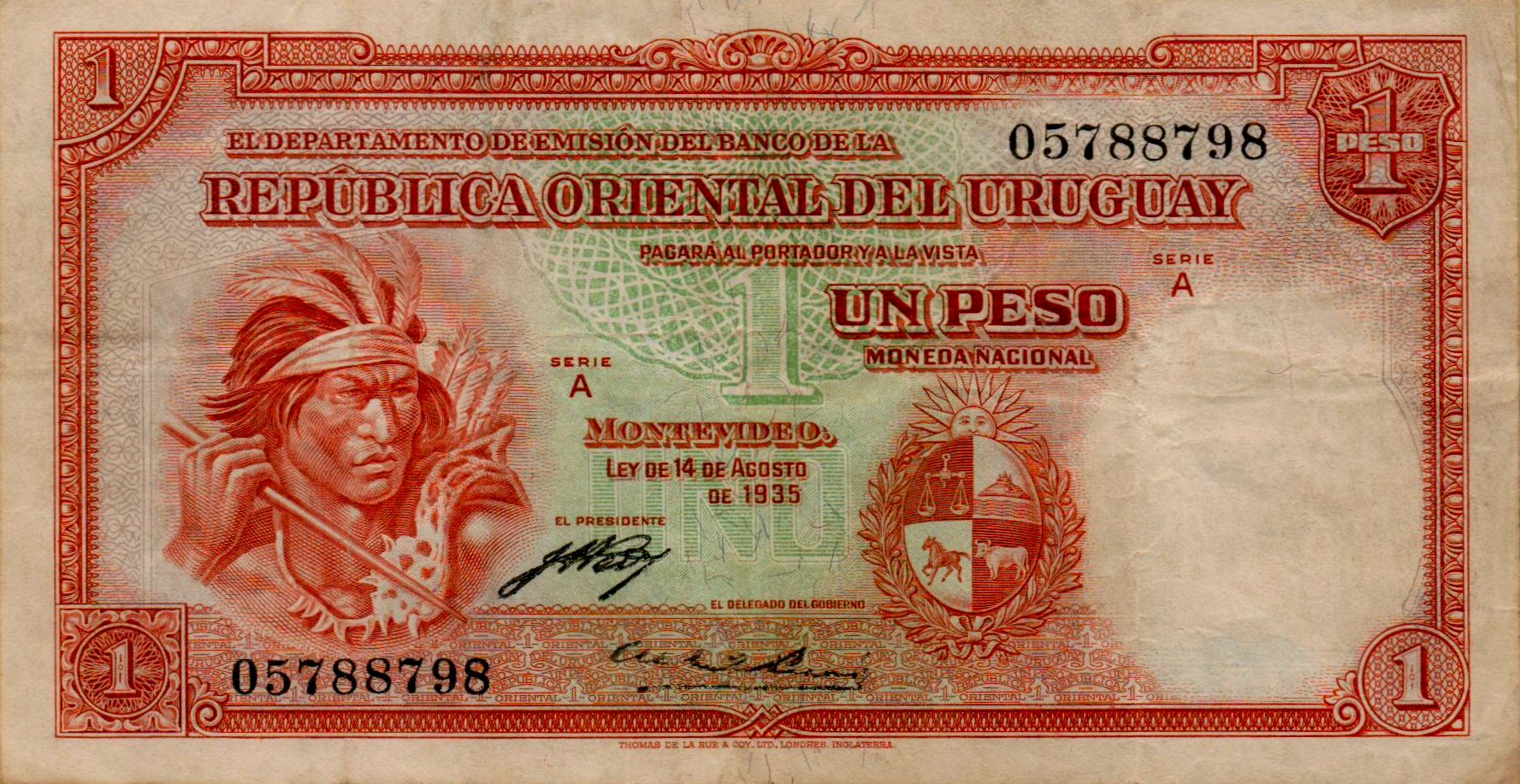 Uruguay 1 1935 XF+ P-28/b2